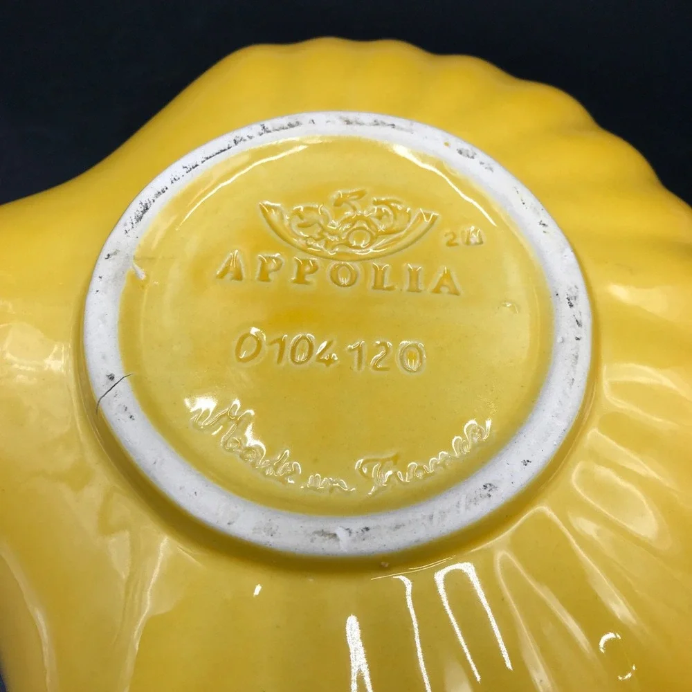 Vintage Appolia France Yellow Sea Shell Baking Divided Serving Dish 0104120